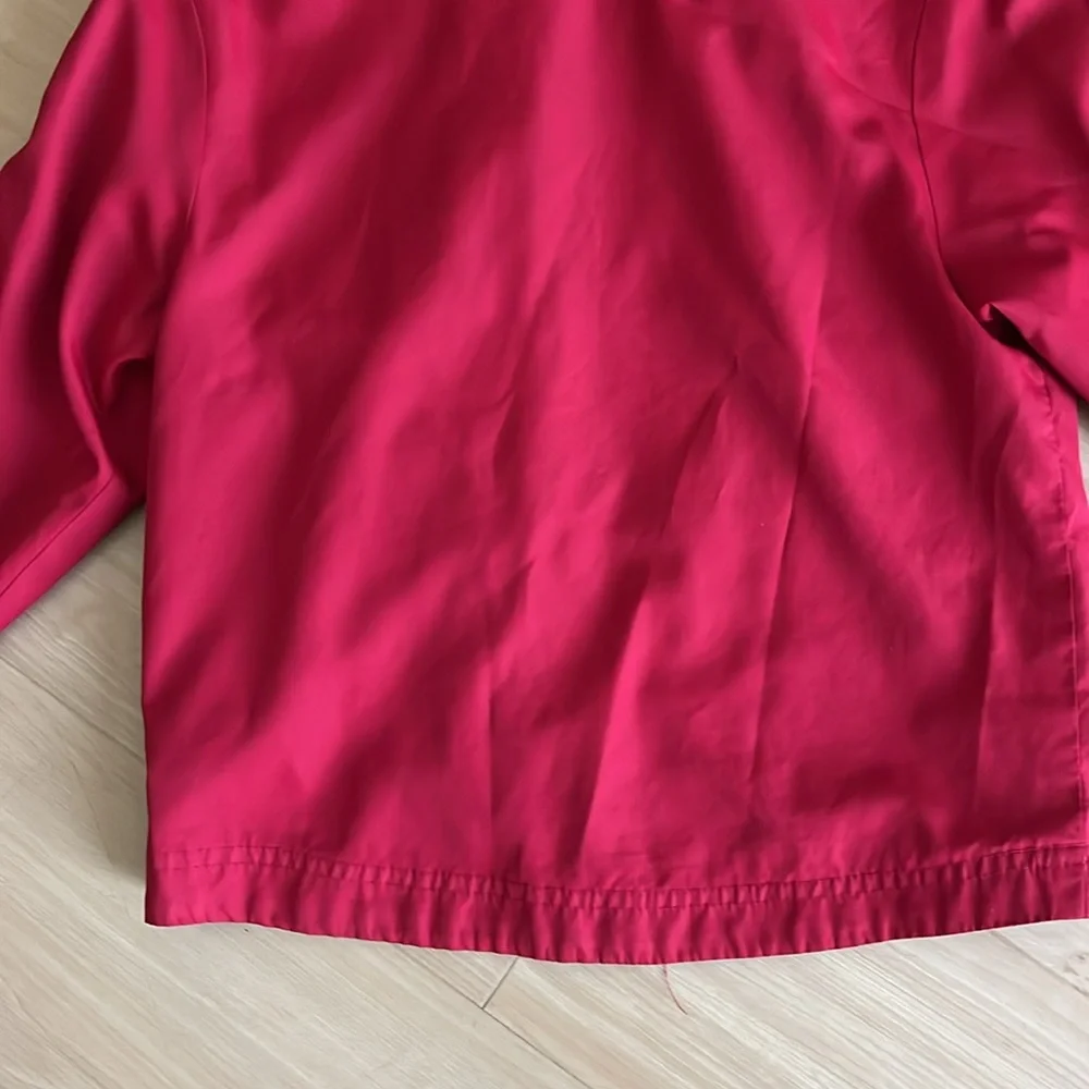 BOYS LINED RED HOODED JACKET WINDBREAKER RAISED COLLAR SZ S (4-5)